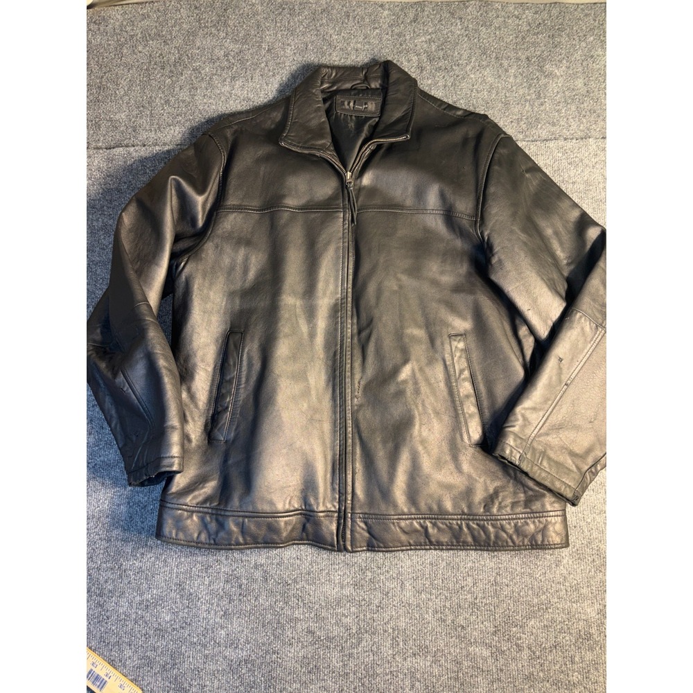 Colebrook‎ Leather Jacket Mens XL Black Fully Lined Pocket Long Sleeve Full Zip